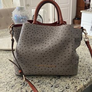 Dooney & Bourke Dove Gray Ostrich Large Barlow Purse
